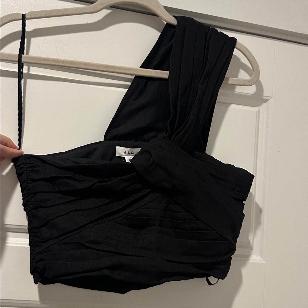 A.L.C. Elegant Black Pleat Top